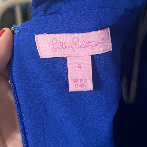 Lilly Pulitzer Royal Blue Shift with Gold Neckline Beading - Picture 7 of 7